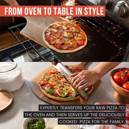 Pelle à pizza 14 po en acacia chef Pomodoro, pelle à pizza en bois 14 po, pelle à pizza en bois maison, pelle à pizza avec poignée, Accessoires pour