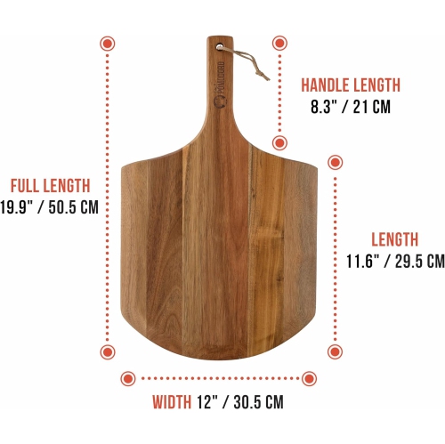 Pelle à pizza 12 po en acacia chef Pomodoro, pelle à pizza en bois 12 po, pelle à pizza en bois maison, pelle à pizza avec poignée, Accessoires pour