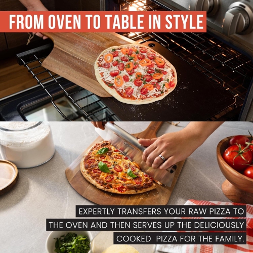 Pelle à pizza 12 po en acacia chef Pomodoro, pelle à pizza en bois 12 po, pelle à pizza en bois maison, pelle à pizza avec poignée, Accessoires pour