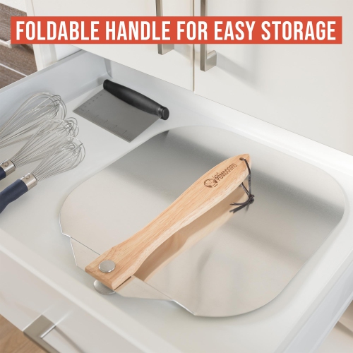 Pelle à pizza en aluminium Pomodoro avec poignée en bois pliable pour faciliter le rangement, spatule à pizza, spatule à pizza Gourmet Luxury pour