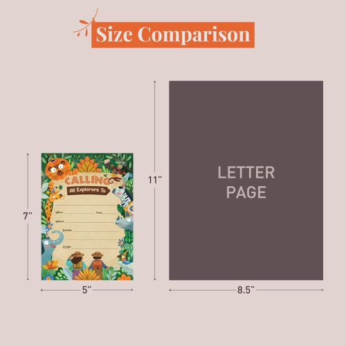 Rileys & Co. 50-Pack Safari Theme Party Invitations for Kids - 5 x 7 inches - Premium Quality Cards with Matching Envelopes & Stickers