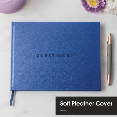 Co. Utile Livre d’invité noir classique, livre d’invité pour la fête, livre d’inscription, livre d’invité funéraire, livre relié, couverture en cuir,