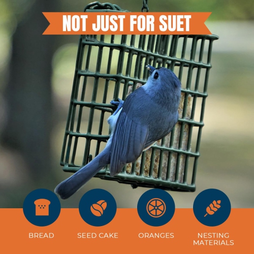 MEKKAPRO Double Delight Suet Feeder 2-Pack with Metal Roof, Dual Capacity, Weather-Resistant Hanging Bird Feeders - Easy to Use