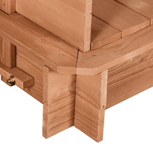 Outsunny Kids – Bac à sable en bois avec auvent réglable et escamotable et banquettes pliables pour 3-7 ans, rouge