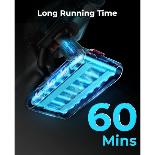 Cordless Vacuum Cleaner 45Kpa 550W, 60 Mins Stick Vacuum, Touch Screen, Wall Mount Charging, Anti-Tangle Rollor, 1.5L Dustcup, Upright Vacuum