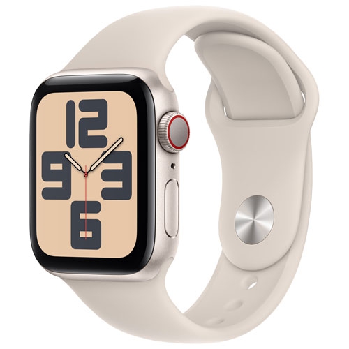 Image 1 of 10.. Open Box - Apple Watch SE 40mm Starlight Aluminum Case with Starlight Sport Band - Small / Medium