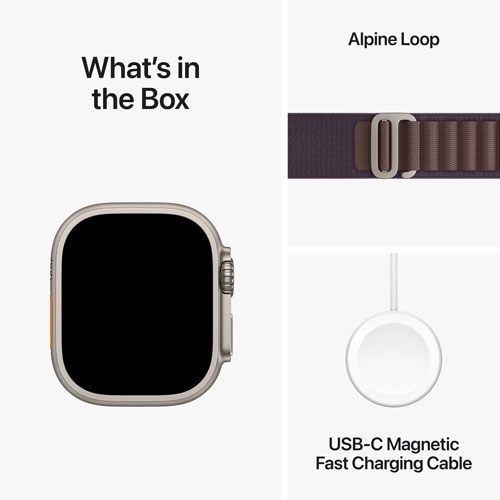 Open Box - Apple Watch Ultra 2 49mm Titanium Case with Indigo Alpine Loop - Small