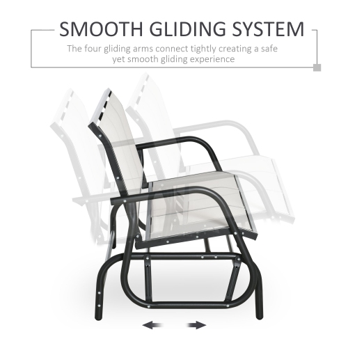 Outsunny 3-Seat Outdoor Glider Chair, Patio Glider Outdoor Rocking Chair with Steel Frame, Sling Fabric Seat for Garden, Backyard, Lawn, Cream White