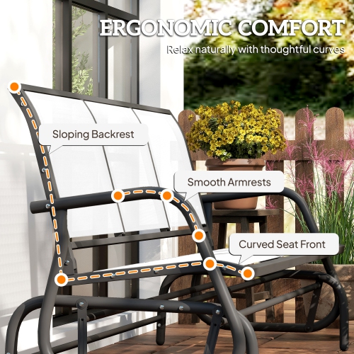 Outsunny 3-Seat Outdoor Glider Chair, Patio Glider Outdoor Rocking Chair with Steel Frame, Sling Fabric Seat for Garden, Backyard, Lawn, Cream White