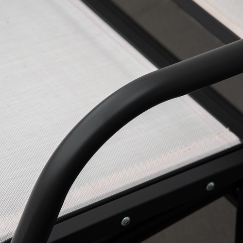 Outsunny 3-Seat Outdoor Glider Chair, Patio Glider Outdoor Rocking Chair with Steel Frame, Sling Fabric Seat for Garden, Backyard, Lawn, Cream White