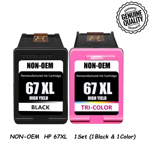 [High Yield] 1 Set Remanufactured Ink Cartridge Replacement for HP 67XL - HP DeskJet 1255, 2700, 4100 Series, HP Envy 6000, 6400 Series