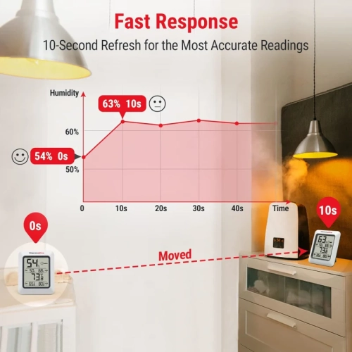 Thermomètre numérique intérieur Hygrometer TP50 avec thermomètre de pièce Max/min et moniteur d'humidité avec grand écran ACL indicateur d'humidité
