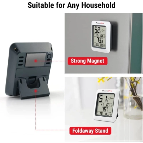 Thermomètre numérique intérieur Hygrometer TP50 avec thermomètre de pièce Max/min et moniteur d'humidité avec grand écran ACL indicateur d'humidité