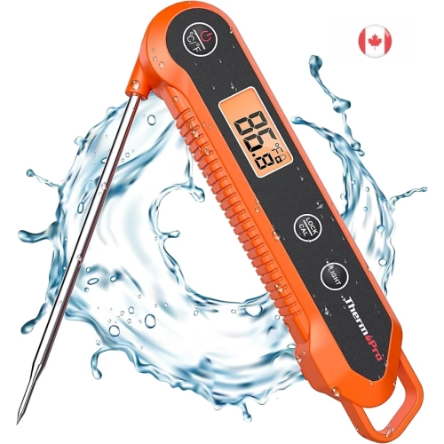 GENER  Waterproof Digital Instant Read Meat Thermometer - Kitchen Essential With Backlight, Ideal for Steak, Oil Fry, And Candy