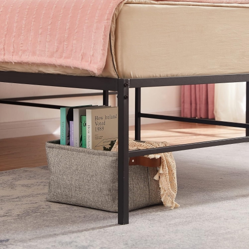 Cadre de lit plateforme en métal de 16 po/base de matelas facile à assembler/lattes en acier robuste/pas de sommier requis - très grand lit