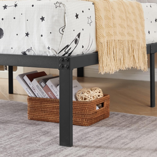 Cadre de lit plateforme en métal de 14 po/base de matelas facile à assembler/lattes en acier robuste/pas de sommier requis - lit simple