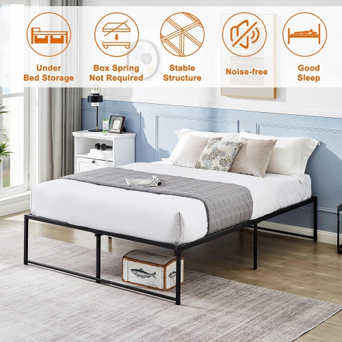 16 Inch Metal Platform Bed Frame/ Easy Assembly Mattress Foundation /Heavy Duty Steel Slat/ /No Box Spring Needed- Full Size