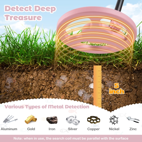 Gymax 24.5''-33.5'' Metal Detector for Kids with LCD Display IP68 Waterproof