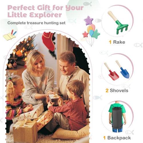 Gymax 24.5''-33.5'' Metal Detector for Kids with LCD Display IP68 Waterproof