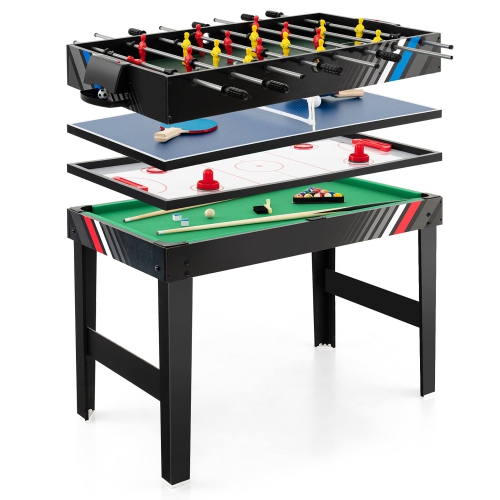 Gymax 4-in-1 Multi Game Table 49'' Combo Game Set W/Soccer Billiards for Home Play Room
