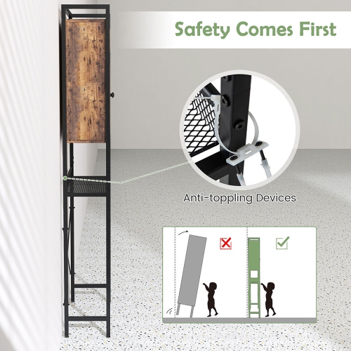 Gymax Over-The-Toilet Storage Cabinet w/ Heavy-Duty Metal Frame 2-door Freestanding