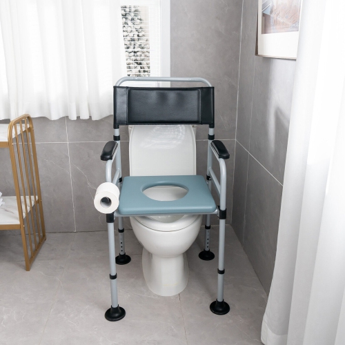 Gymax 4-in-1 Bedside Commode Folding Toilet Chair w/ Detachable Bucket for Seniors