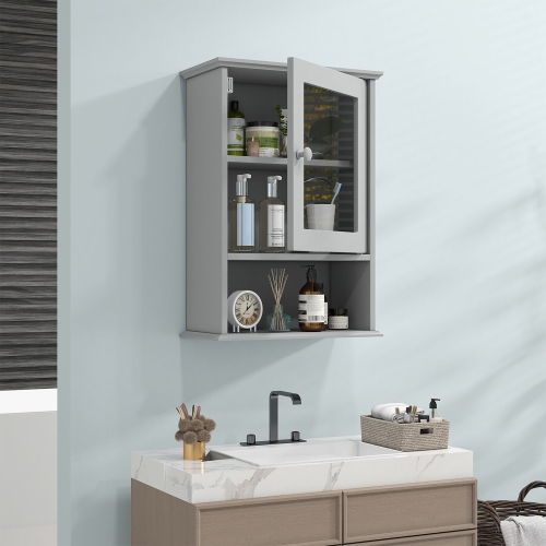 Gymax Wall Mounted Bathroom Cabinet Storage Organize Hanging Medicine Adjustable Shelf