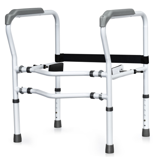 Gymax Adjustable Toilet Safety Frame & Rail Stand Alone Bathroom Toilet Handrail