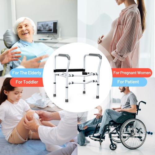 Gymax Adjustable Toilet Safety Frame & Rail Stand Alone Bathroom Toilet Handrail