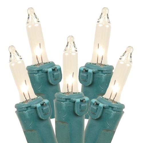 Novelty Lights 50 Light Clear Twinkle Christmas Mini Light Set, Green Wire, 25' Long