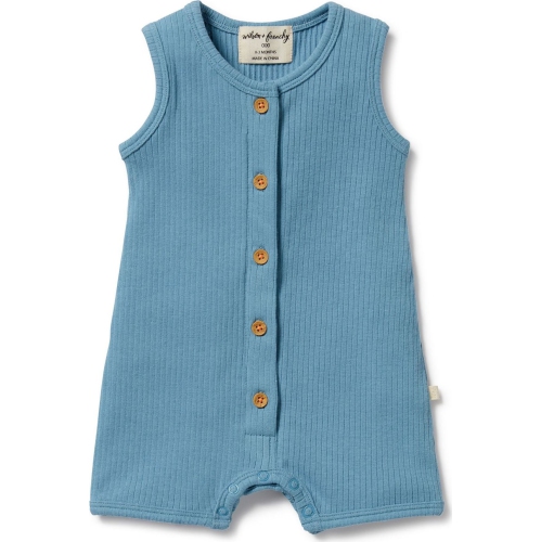 Wilson+Frenchy Organic Rib Growsuit - Sky Blue