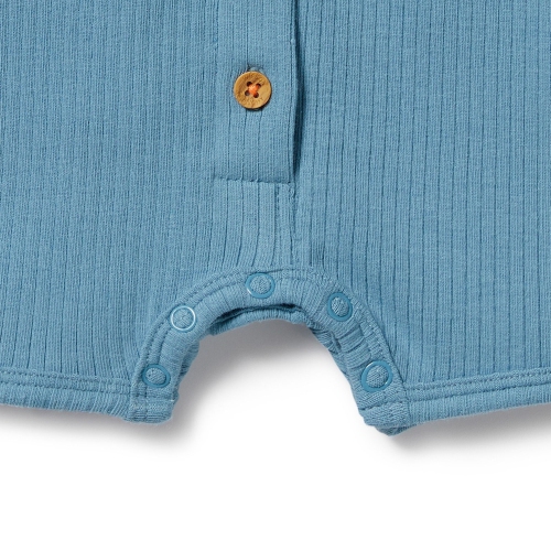 Wilson+Frenchy Organic Rib Growsuit - Sky Blue