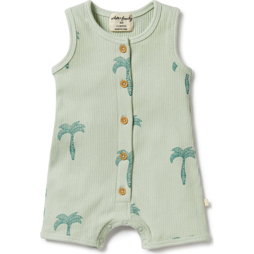 WILSONFRENCHY  Wilson+Frenchy Organic Rib Growsuit - Palm Tree (6-12 Months, 8-10 Kg) In Multicolor
