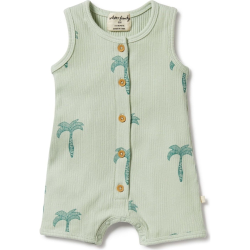 Wilson+Frenchy Organic Rib Growsuit - Palm Tree