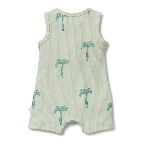 Wilson+Frenchy Organic Rib Growsuit - Palm Tree