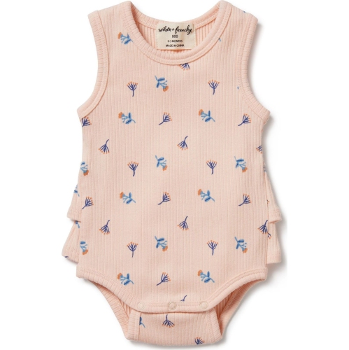 Wilson+Frenchy Organic Rib Ruffle Bodysuit - Little Flower