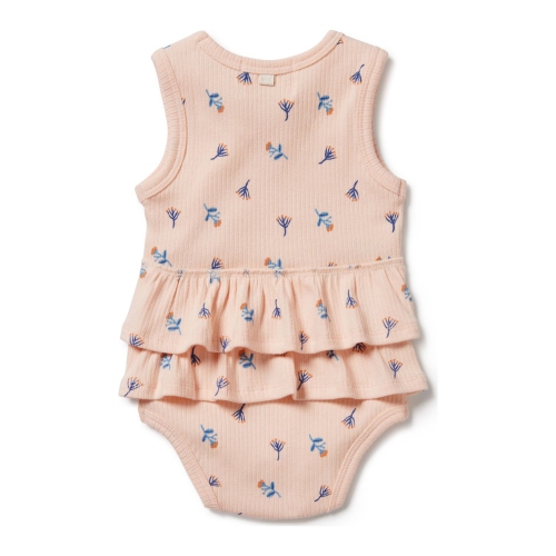 Wilson+Frenchy Organic Rib Ruffle Bodysuit - Little Flower