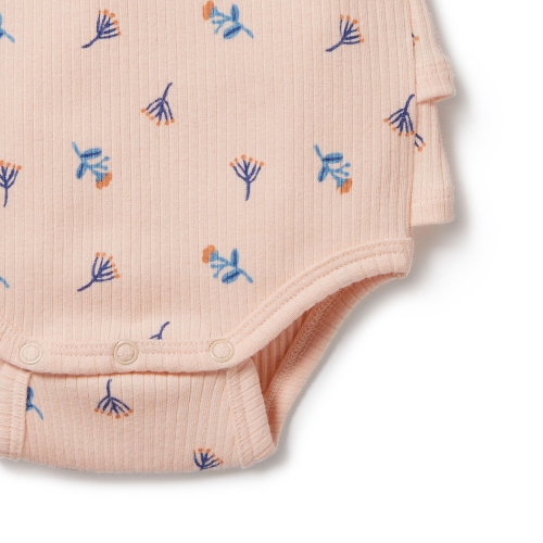 Wilson+Frenchy Organic Rib Ruffle Bodysuit - Little Flower