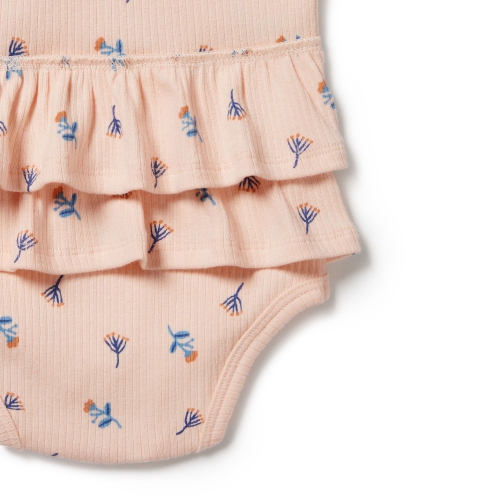 Wilson+Frenchy Organic Rib Ruffle Bodysuit - Little Flower