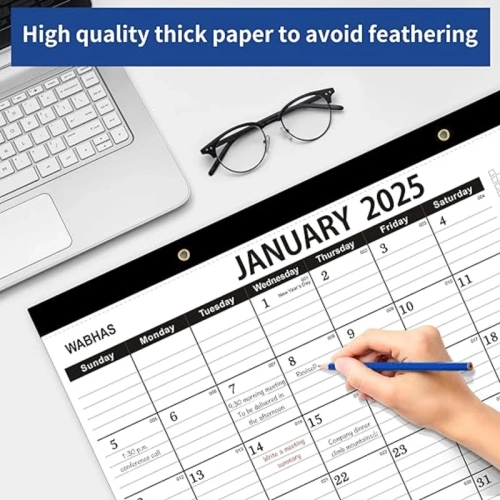 2024-2025 Grand calendrier de bureau – 18 mois, du 2024 janvier au 2025 juin – 17 x 12 po – avec liste de choses à faire, papier épais et protecteurs
