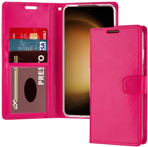 XCRS Folio Magnetic Wallet Cover, PU Leather Pouch with Card Slot and Stand Case for Samsung Galaxy S24 Ultra 2024