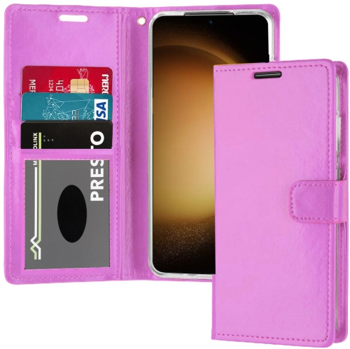 XCRS Folio Magnetic Wallet Cover, PU Leather Pouch with Card Slot and Stand Case for Samsung Galaxy S24 Ultra 2024