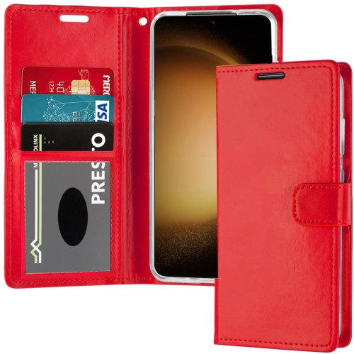 XCRS Folio Magnetic Wallet Cover, PU Leather Pouch with Card Slot and Stand Case for Samsung Galaxy S24 Ultra 2024