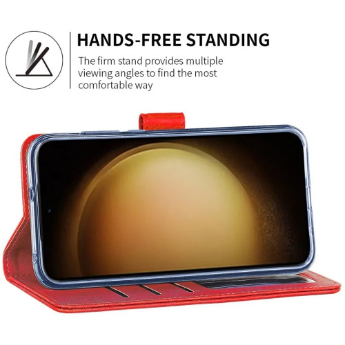 XCRS Folio Magnetic Wallet Cover, PU Leather Pouch with Card Slot and Stand Case for Samsung Galaxy S24 Ultra 2024