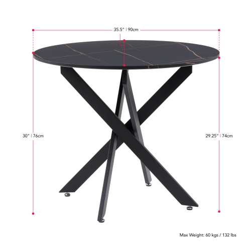 CorLiving Lennox Iron Leg Trestle Dining Table