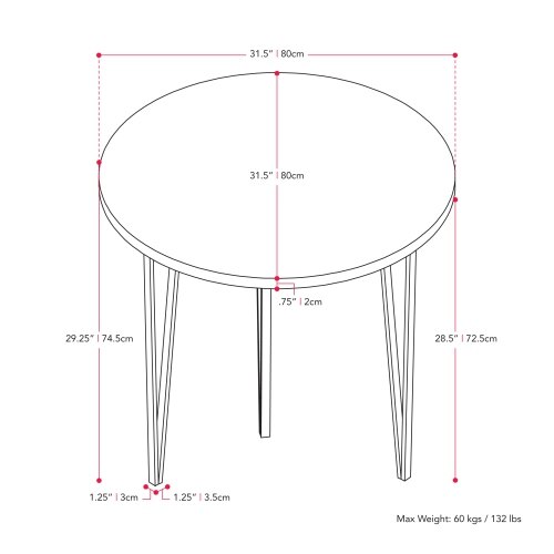 CorLiving Lennox Iron Leg Dining Table