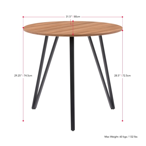 CorLiving Lennox Iron Leg Dining Table