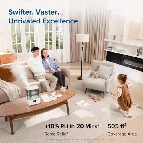 Smart 6L Top Fill Humidifier for Bedroom and Plants | Cool Mist, Essential Oil Tray, Alexa Compatible | Large Room Air Humidifier with Auto Mode and