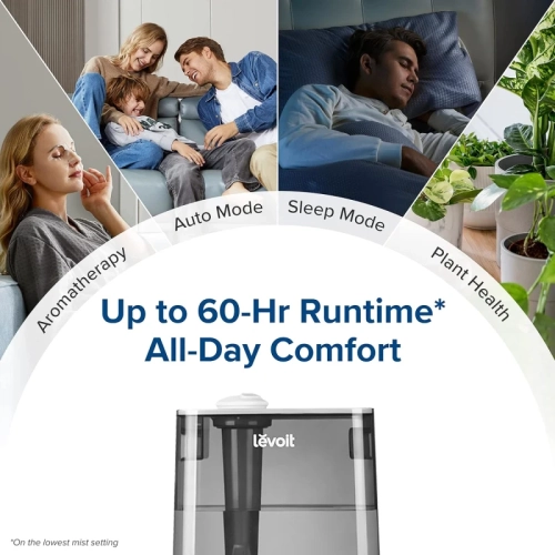 Smart 6L Top Fill Humidifier for Bedroom and Plants | Cool Mist, Essential Oil Tray, Alexa Compatible | Large Room Air Humidifier with Auto Mode and