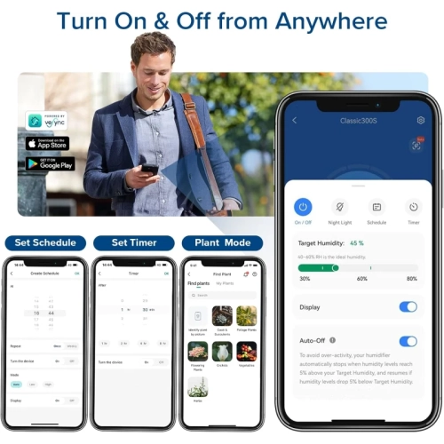 Smart 6L Top Fill Humidifier for Bedroom and Plants | Cool Mist, Essential Oil Tray, Alexa Compatible | Large Room Air Humidifier with Auto Mode and